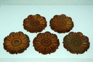 5 Vintage Antique Decorative 3.  75 " Cast Iron Flowers