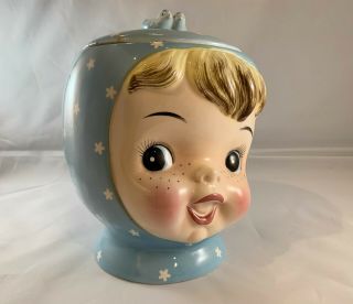 Vtg Rare Vintage 1950s Napco Miss Cutie Pie Blue Cookie Jar