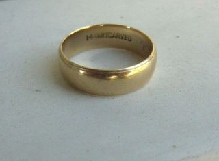Vintage 1957 Artcarved 14 K Gold Yellow Mens Wedding Ring Band Size 9 3/4