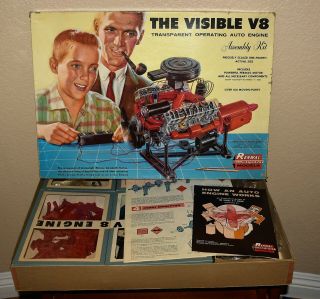 Vintage 1960 Renwal The Visible V8 Transparent Auto Engine Assembly Kit