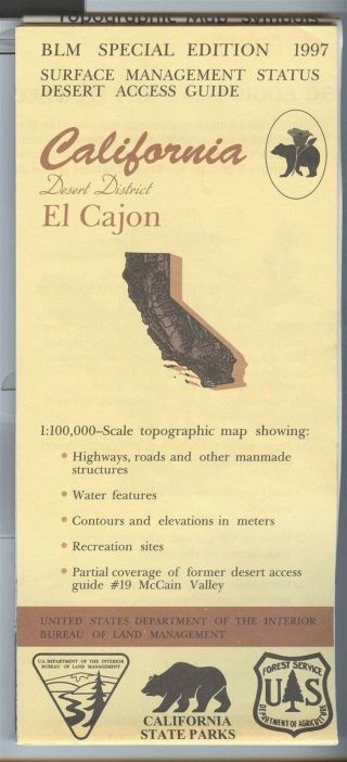 Usgs Blm Edition Topographic Map California Desert District El Cajon 1997