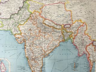 Vintage Map Of Southern Asia India Burma Kashmir Tibet 1952 2