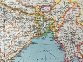Vintage Map Of Southern Asia India Burma Kashmir Tibet 1952 3