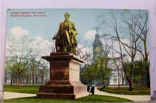 York Ny Nyc Madison Square William Seward Monument Postcard Old Vintage Card