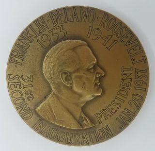 1937 Franklin Roosevelt John Garner Second Inauguration Large Bronze Metal Coin