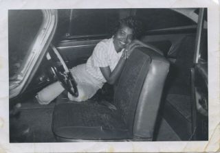 Vintage Photo.  African - American Woman Waiting In Car.