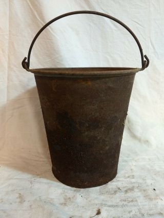 Vintage Antique Old Rusty Metal Steel Bucket Pail Heavy Duty Handle Decor Plant