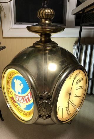 Vintage 1972 Schlitz Rotating Beer Light Sign Hanging Round Sphere