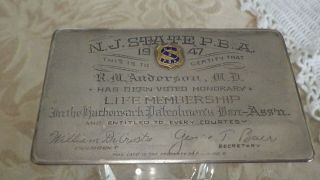 PBA 1947 PATROLMEN ' S BENEVOLENT ASSOCIATION NJ POLICE CARD STERLING SILVER BAR 2