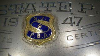 PBA 1947 PATROLMEN ' S BENEVOLENT ASSOCIATION NJ POLICE CARD STERLING SILVER BAR 3