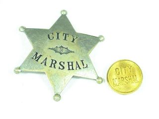Vintage Obsolete City Marshal Badge & Button