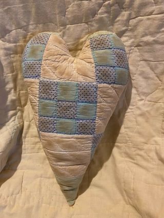 Primitive Quilted Heart - Large - Vintage Hand Stitched Quilt - 4a