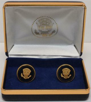 President Bill Clinton White House Gift Potus Seal 1st Term Cobalt Cufflinks