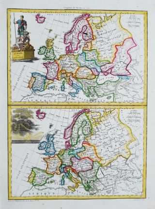 1812 LAPIE - Rare 2 Maps Of EUROPE,  PORTUGAL,  POLAND,  SPAIN,  NORWAY,  FINLANDIA 2