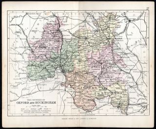 Counties Of Oxford And Buckingham 1891 George Philip & Son Antique Map