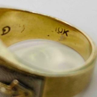 Men ' s Masonic Past Master Freemason 10K Yellow White Gold Diamond Ring Size 10.  5 4