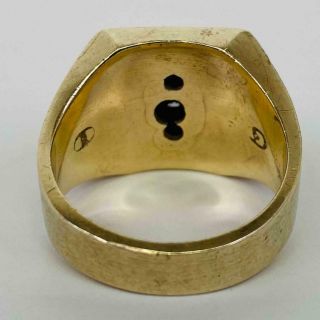 Men ' s Masonic Past Master Freemason 10K Yellow White Gold Diamond Ring Size 10.  5 5