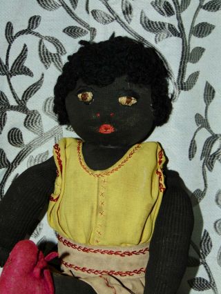 Vintage Cloth Black Americana Doll Folk Art Rag Doll