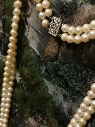 Vintage Double Strand Pearl Necklace 14k Clasp Mermod Jaccard King Jewelry Co.