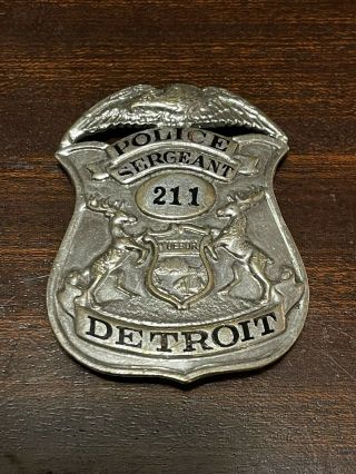 Vintage Obsolete Detroit Police Sergeants Badge Hallmarked Weying