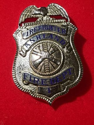 Antique Ashland Fire Department 1 Large Dress Breast Badge By Ed Jones Co.
