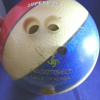 Vintage Red White & Blue Storm Acrylic Bowling Ball Masst09527 Marked Superman