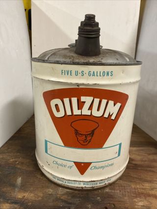 Vintage Oilzum Lubricants 5 Gallon Motor Oil Worcester,  Massachusetts