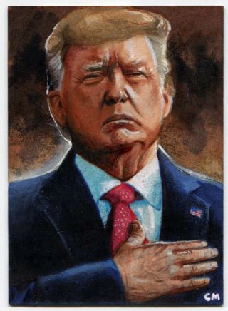 2020 Decision Artist Signed Auto 1/1 Donald Trump Sketch Card By Chris Meeks