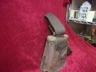 Vintage Cow Bell On Original/Old Leather Belt,  Krusty But Kool 3