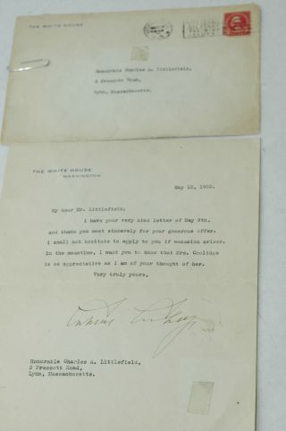 Authentic 1925 President Calvin Coolidge Letter On White House Stationary