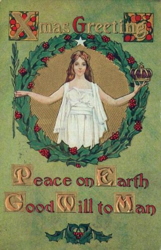 1 Cent Vintage Postcard Pretty Ladies Christmas (card 19)