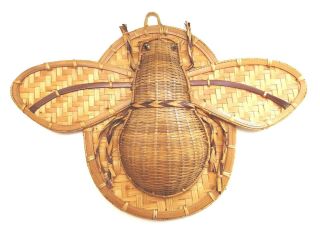 Vintage Wicker Honey Bee Woven Wall Hanging