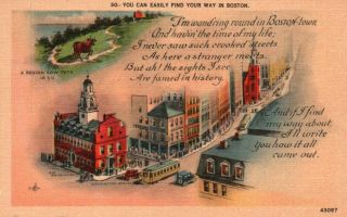 Boston,  Ma,  " You Can Easily Find Your Way In Boston ",  Vintage Postcard A759