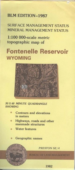 Usgs Blm Edition Topographic Map Wyoming Fontenelle Reservoir 1987 Mineral