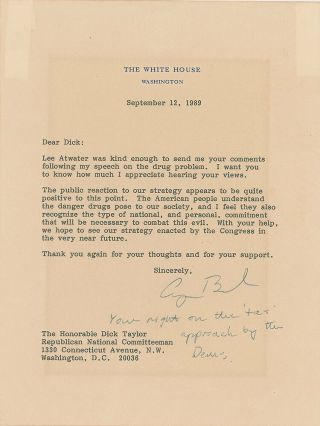 George H.  W.  Bush 1987 Typed Letter Signed As President - Handwritten Postscript
