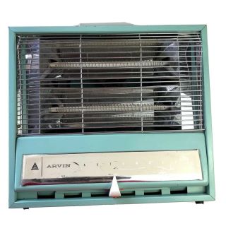 Vintage Teal Blue Arvin Heater Automatic Fan Forced Instant Heat 5929