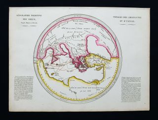 1812 Lapie - Rare Map: The Primitive Geography,  Journey Of Argonauts,  World Map