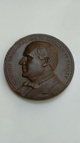 Official 1901 William Mckinley Theodore Roosevelt Scarce Inaugural Brass Medal