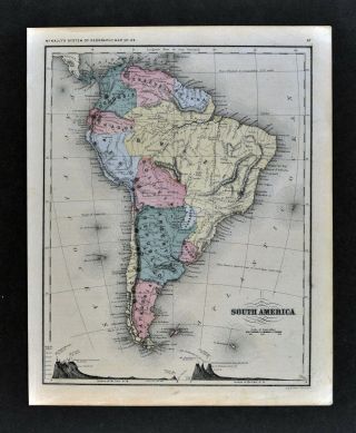 1871 Mcnally Map South America Brazil Argentina Bolivia Peru Colombia Chile
