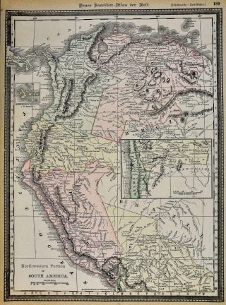 1891 McNally Map NW South America Colombia Peru Ecuador Venezuela Bolivia Brazil 2