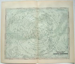 Celestial Star And Solar System Map 1891 - Southern Hemisphere