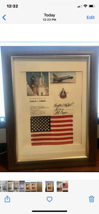Space Shuttle Columbia “flown Flag” 1981.  A Piece Of History