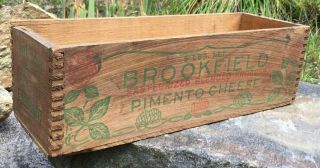 Antique Swift & Co Brookfield Advertising Wooden 5 Lb Cheese Dovetail Box