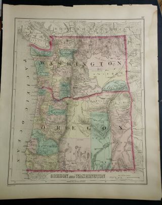 1876 Map Of Washington And Oregon