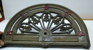 Antique Ornate Cast Iron 5 Floor Elevator Indicator With Arrow,  Rod And Pulley