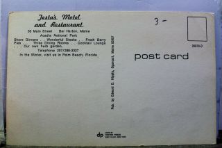 Maine Me Bar Harbor Testa Motel Restaurant Postcard Old Vintage Card View Postal