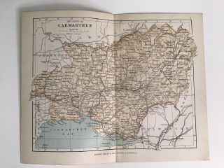 Carmarthenshire,  1883 Antique County Map Philip Railways Roads Atlas