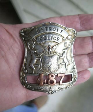 Obsolete Antique Detroit Police Badge Stamped Blackinton