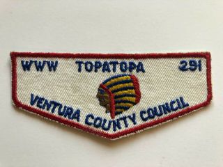 Topa Topa Lodge 291 Oa F1 First Flap Patch Order Of The Arrow Boy Scout