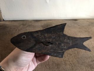 Old Handmade Hand Painted Wooden Vintage Fish Lure Decoy Folky AAFA 2